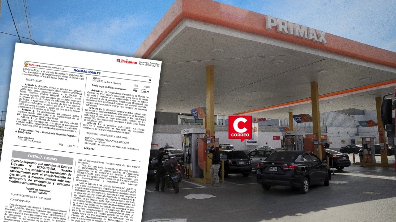 Gobierno prioriza gas natural para hogares y transporte público en nueva norma de racionamiento. Composición: Diario Correo.