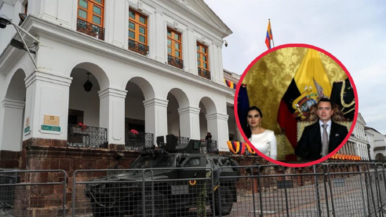 Daniel Noboa junto a la vicepresidenta Verónica Abad. (Foto de José Jácome / EFE)