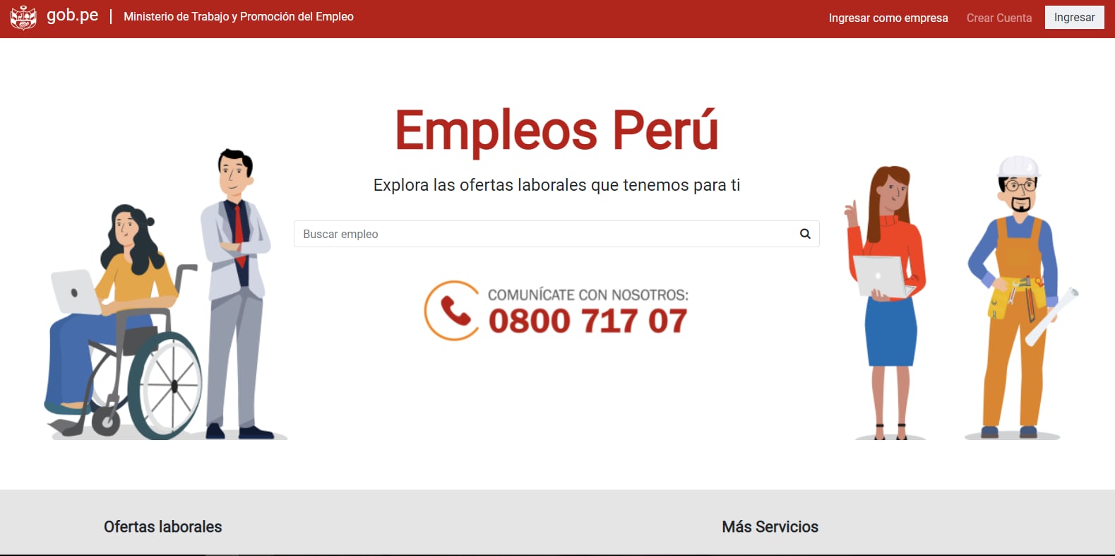 Si no desea crear una cuenta en la plataforma, puede realizar la búsqueda por profesión, puesto u oficio. (Imagen: MTPE)