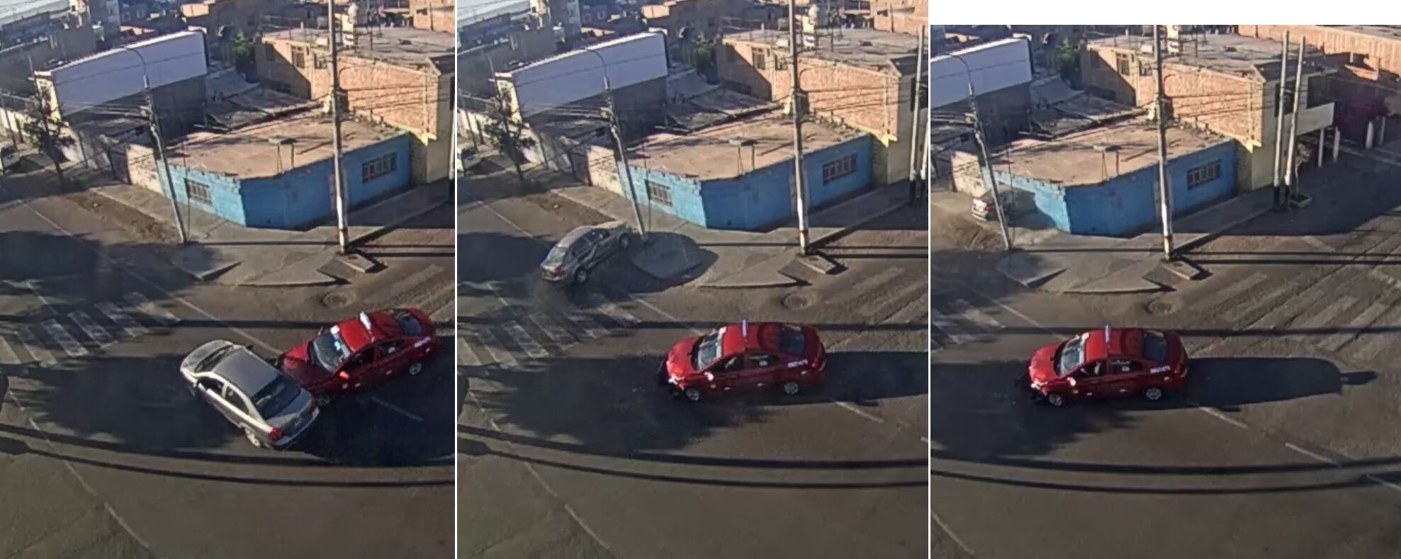 Cámara de MPT captó el choque vehicular y despiste de un vehículo