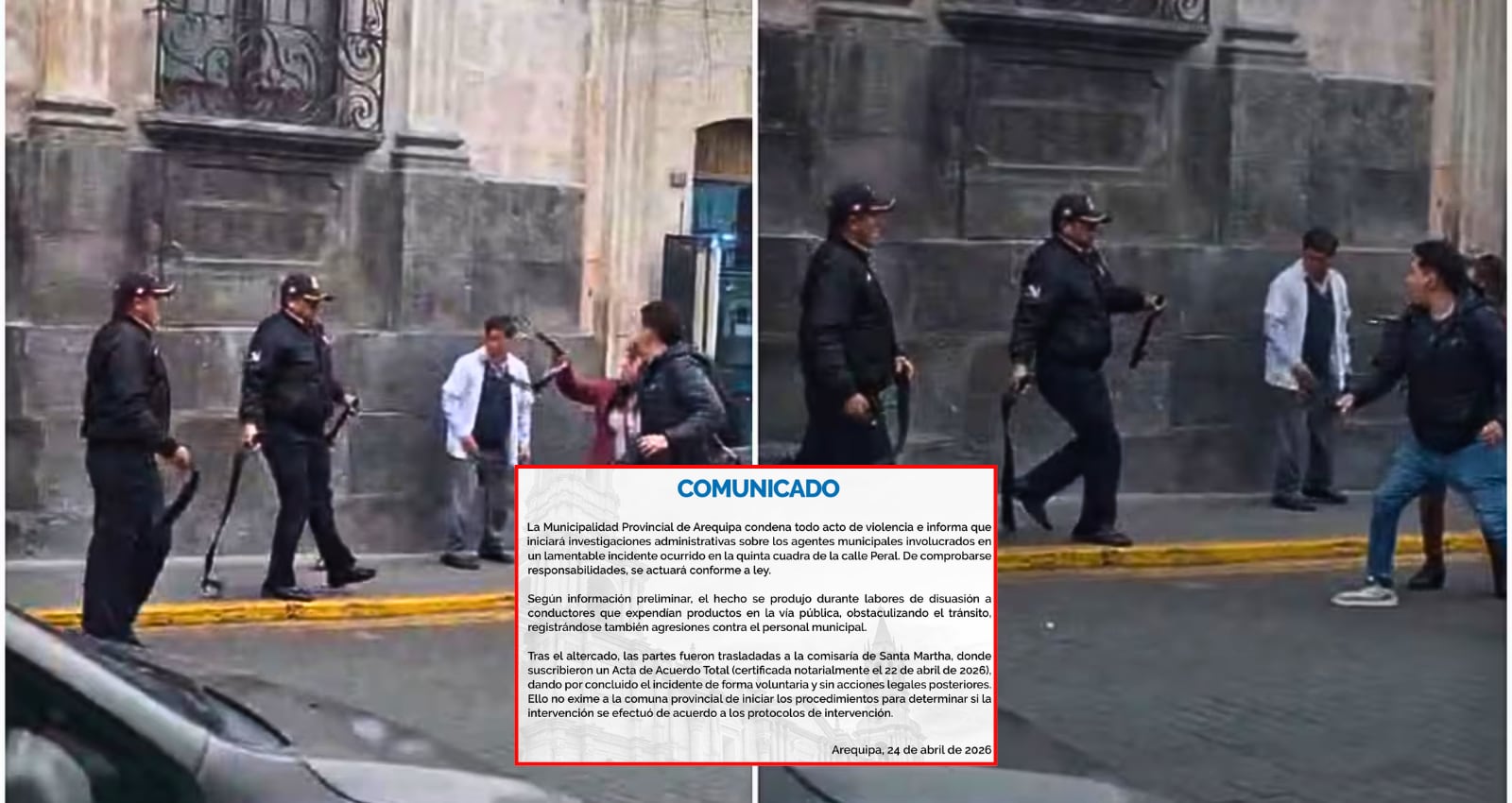 Municipalidad de Arequipa abre investigación contra policías municipales implicados en una presunta agresión. Foto: GEC.