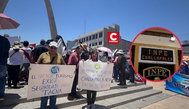 Frente de Defensa en Tacna confirma paro contra decisión de Jerí de enviar reos peligrosos a Challapalca. Composición: Diario Correo.