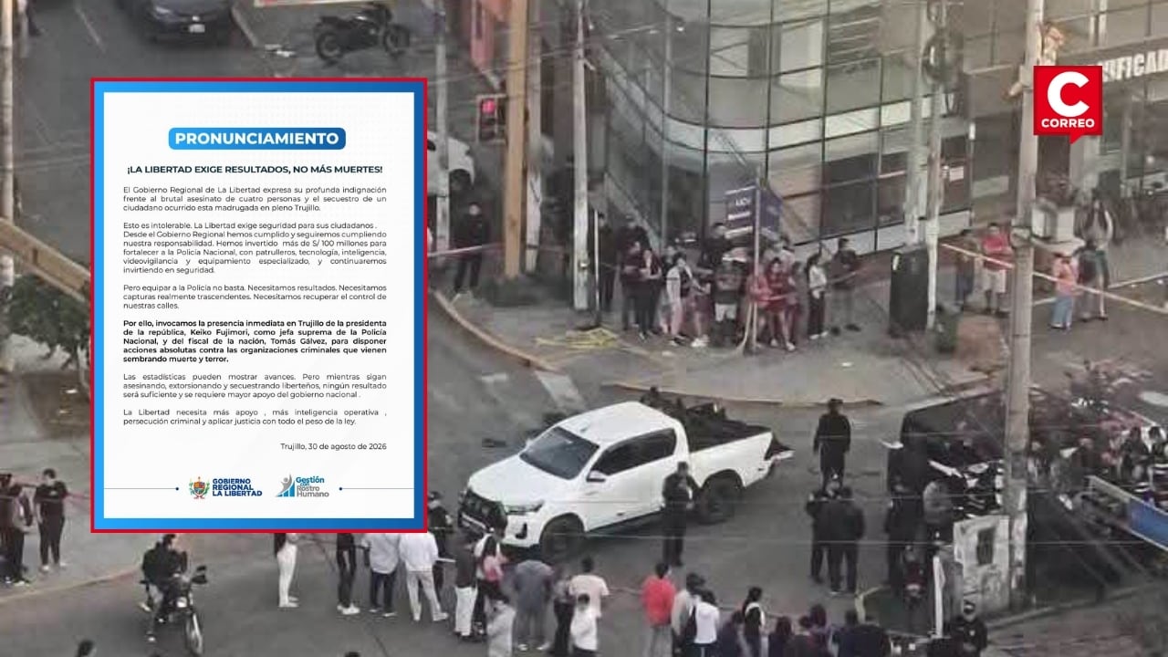 Trujillo: GORE La Libertad pide mayor apoyo de Keiko Fujimori para combatir organizaciones criminales. Composición: Diario Correo.