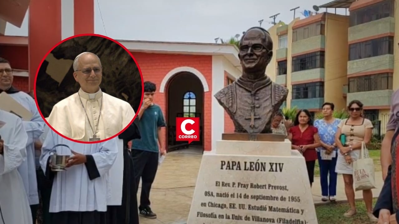 La Libertad: busto del Papa León XIV fue develado en una de las parroquias que fundó en Trujillo. Composición: Diario Correo.