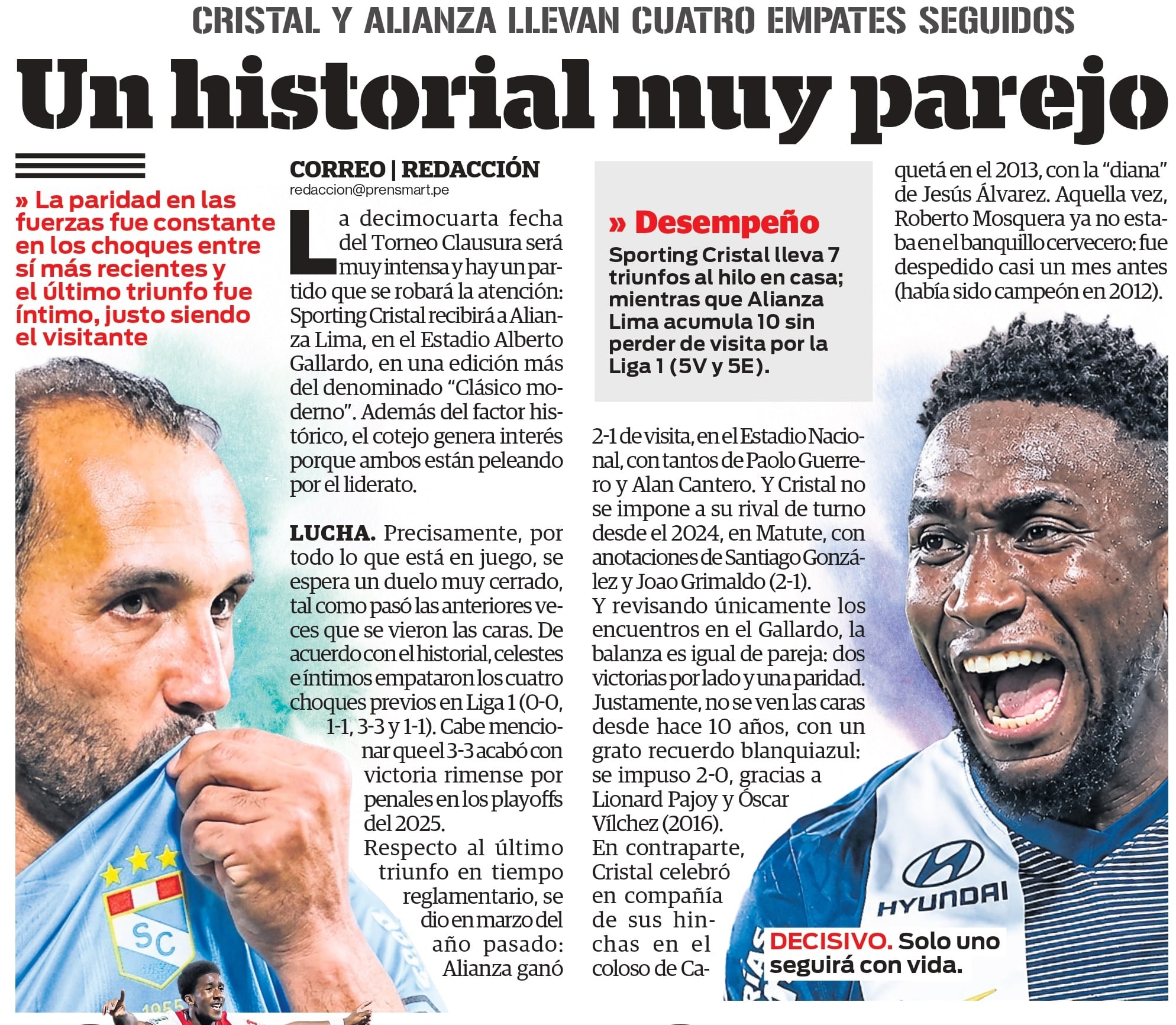 Sporting Cristal y Alianza Lima tienen un historial reciente muy parejo. (Foto: Print Correo)