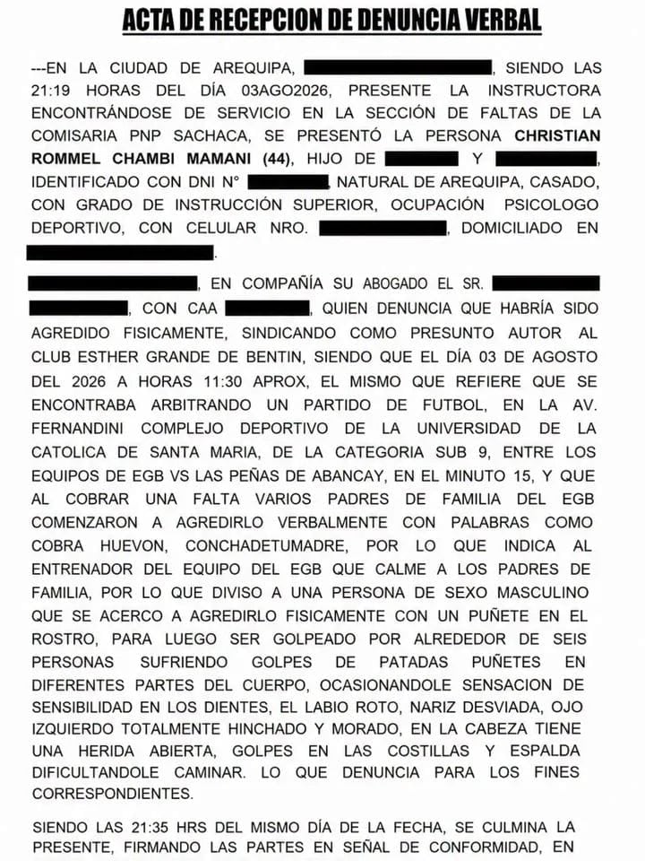Árbitro denunció agresión física durante torneo infantil Ciudad Blanca Cup