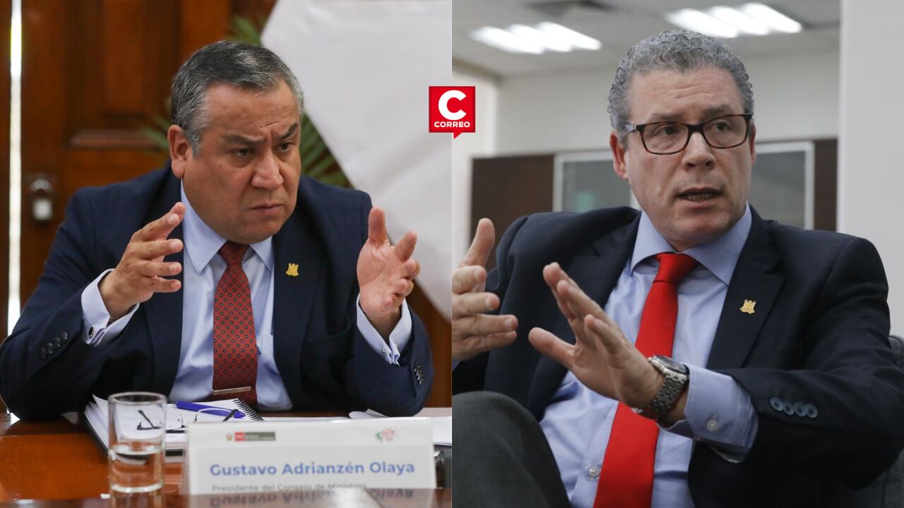 Premier Gustavo Adrianzén y ministro de Educación Morgan Quero. Convocados por una comisión parlamentaria, se excusaron de asistir. A la misma hora participaron de una reunión de trabajo relacionada con las lluvias en varias regiones del país.