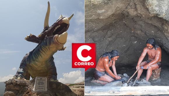 Grandes figuras de dinosaurio en Yarabamba. (Foto: GEC)