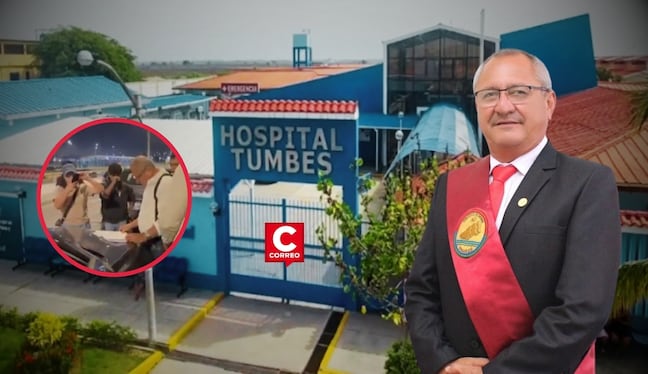 Gobernador de Tumbes se encuentra internado en un hospital mientras enfrenta detención por lavado de activos. Composición: Diario Correo.