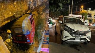 Ica: accidente vehicular deja una mototaxi en el canal La Mochica y dos personas heridas