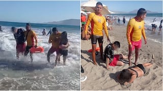 Ica: salvavidas rescatan a dos jóvenes arrastrados por hasta 200 metros en la playa Carhuaz