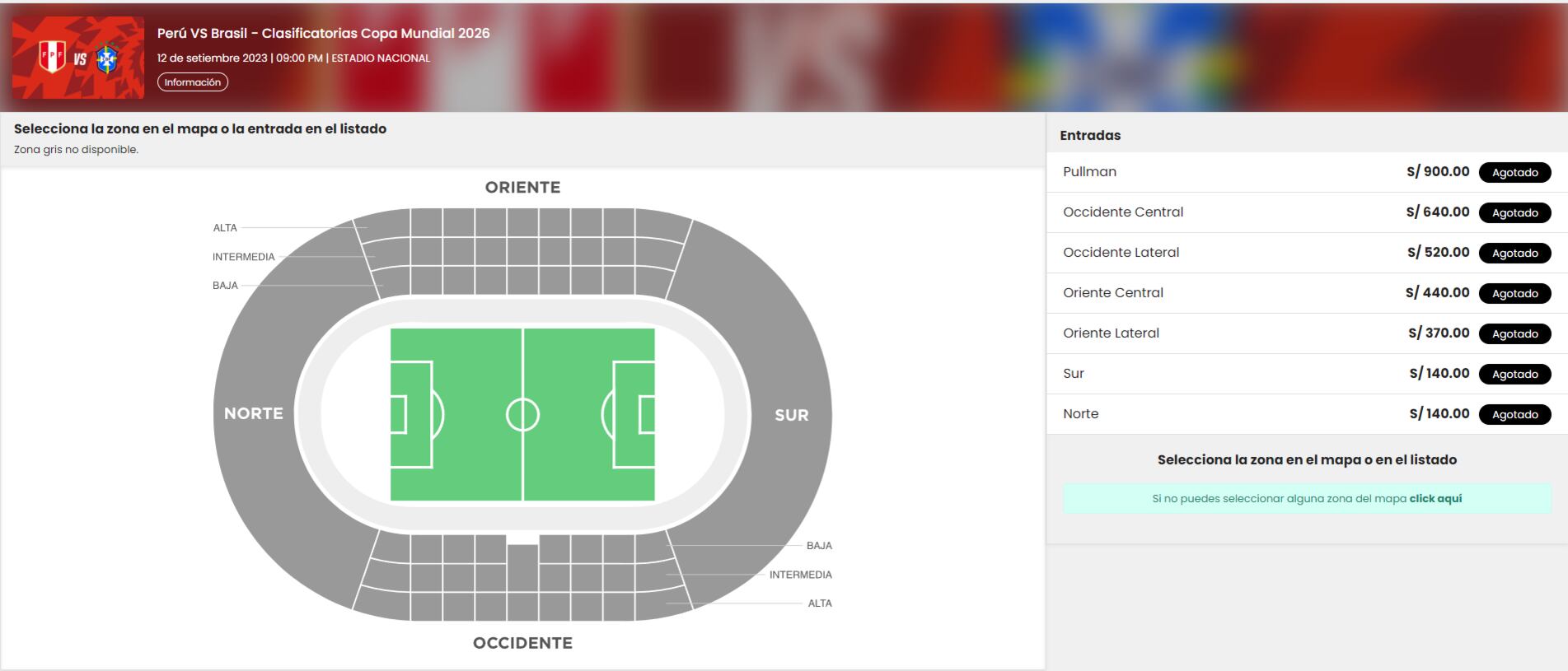 Precios de las entradas para Perú vs. Brasil en las Eliminatorias
