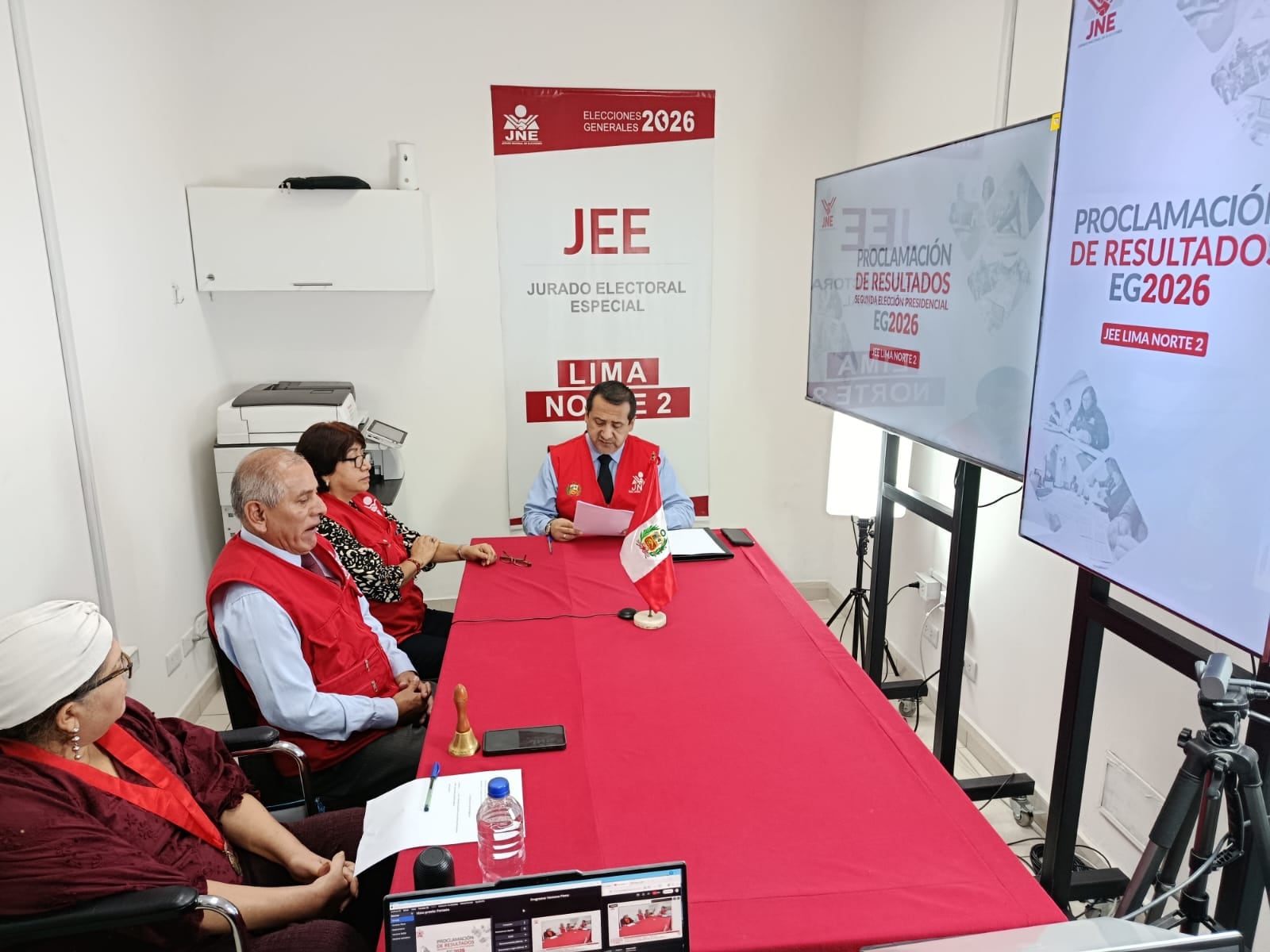 La proclamación descentralizada de resultados fue realizada este domingo por el Jurado Electoral Especial Lima Norte 2 y transmitida en vivo a través de los canales oficiales del Jurado Nacional de Elecciones. (Foto: JNE)