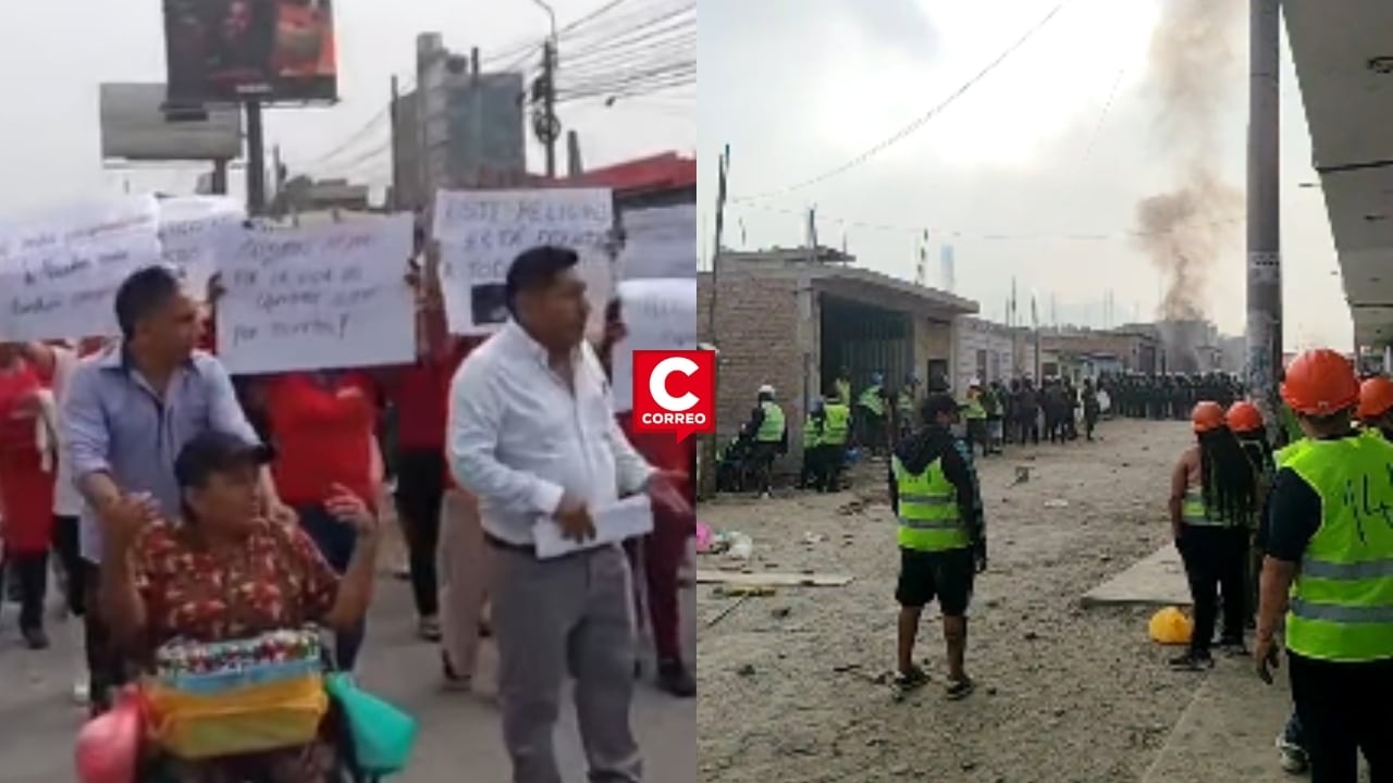 Carabayllo: desalojo en Torreblanca termina con enfrentamiento entre vecinos y la Policía Nacional. Composición: Diario Correo.