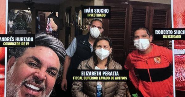En el programa de WillaxTV se difundió una imagen en la que aparecen Andrés Hurtado, la fiscal Luz Elizabeth Peralta y los hermanos Francisco Iván y Roberto Siucho. (Programa "Beto a Saber")