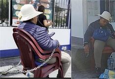 Adulta mayor se encadena afuera del Municipio de Nasca por su pago de la CTS