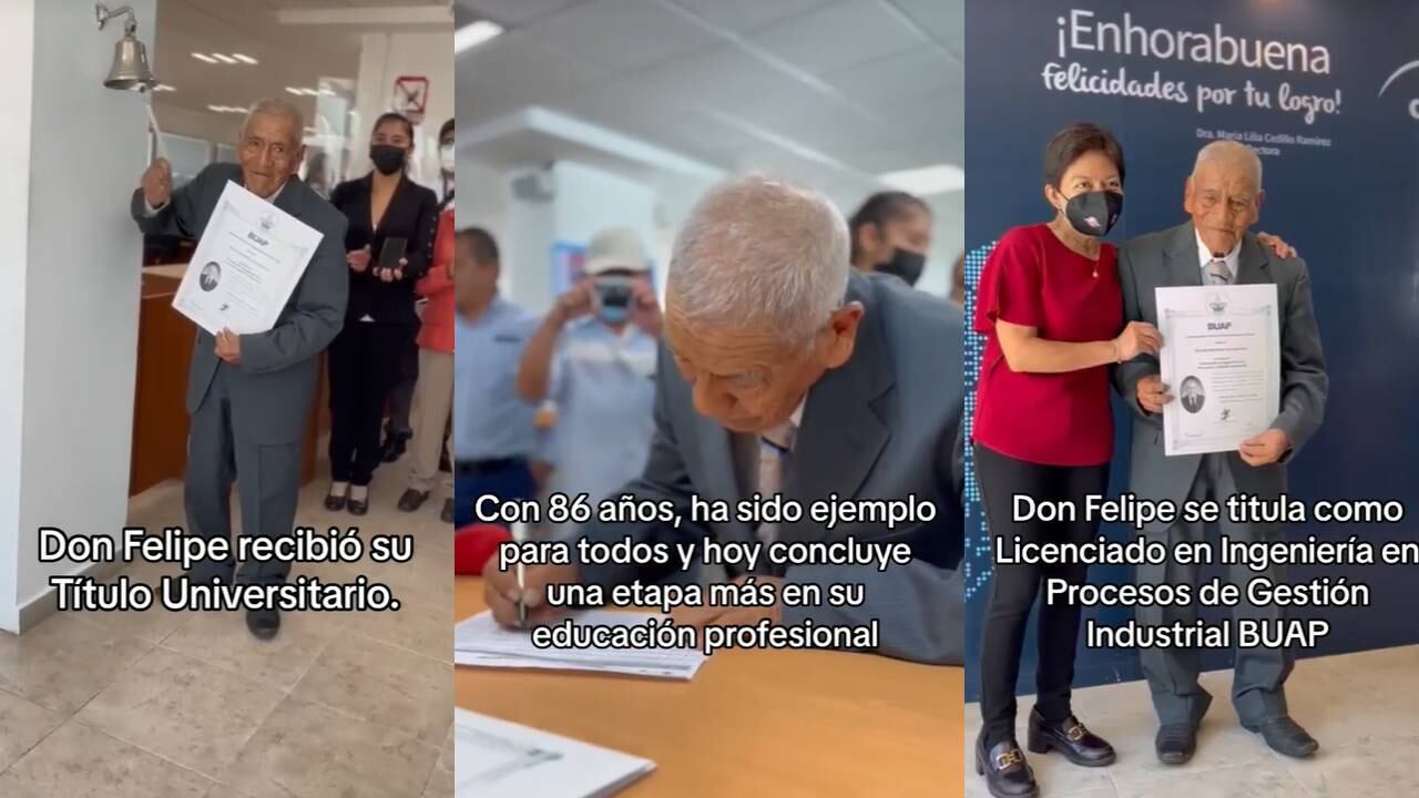 Adulto mayor obtuvo su título profesional a los 86 años. (Foto: composición EC)