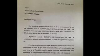Armando Villanueva rechaza condecoración de Municipalidad de Lima