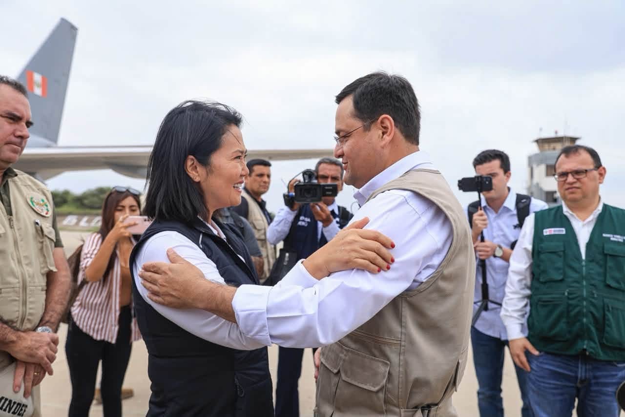 Keiko Fujimori y Jorge Pérez en un encuentro en la ciudad de Chiclayo.