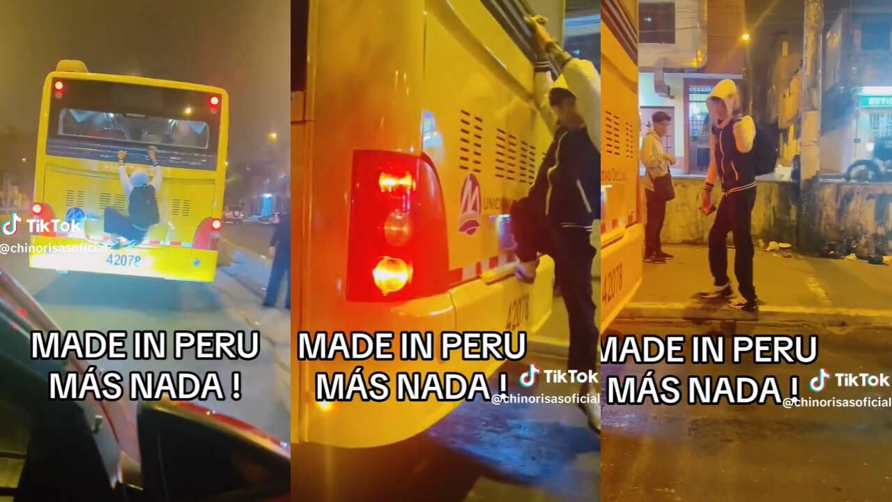 Joven se trepa en el Metropolitano para no pagar pasaje. (Foto: composición EC)