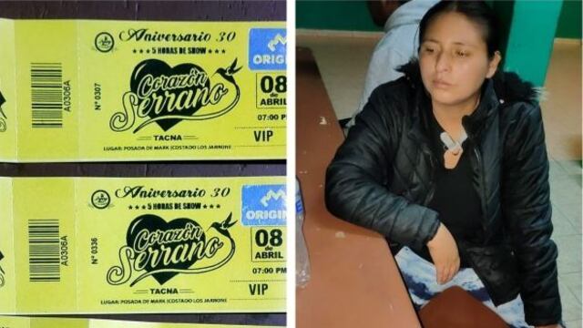 Tacna: Mujer vendía entradas falsas para concierto de Corazón Serrano