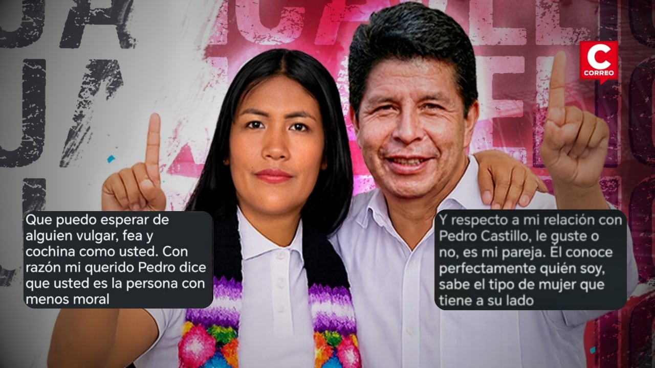 Chats atribuidos a Catherine Palomino revelan supuesta relación sentimental con Pedro Castillo. Composición: Diario Correo.