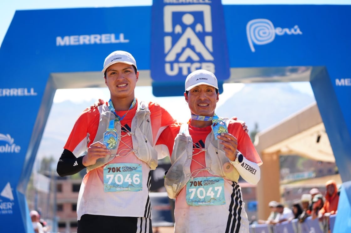 Padre e hijo completaron los 70 kilómetros del Ultra Trail Cordillera Blanca en 8 horas, 42 minutos y 50 segundos, compartiendo el primer lugar de una prueba que debutó este año en el calendario del evento.
