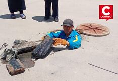 Huancayo: Sedam halló bloques de concreto que obstruían el sistema de alcantarillado