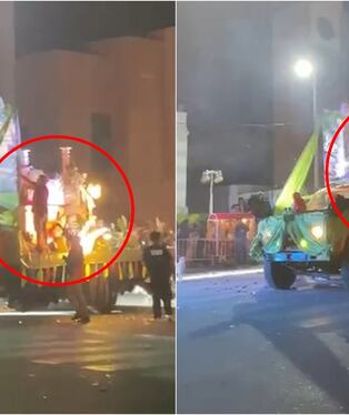 Incendio en camión alegórico genera alarma durante corso en Pisco