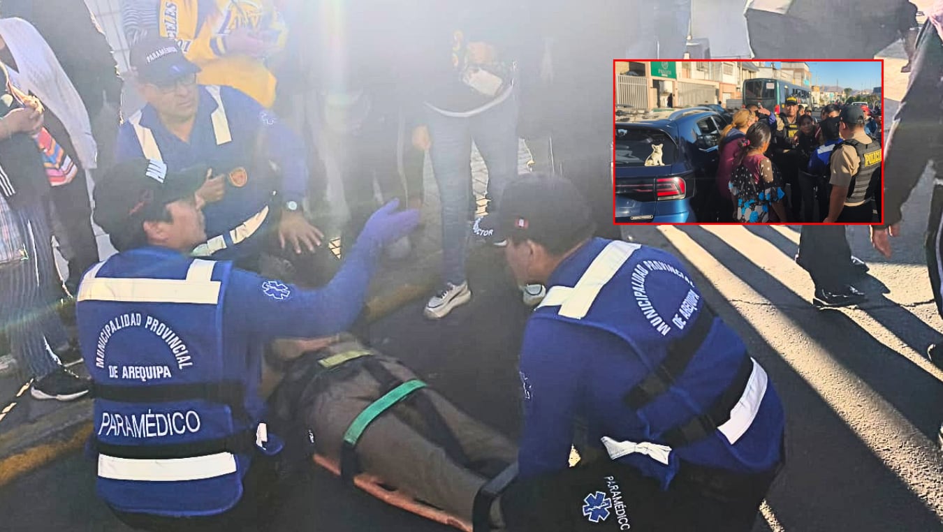 Accidente de tránsito en el Cercado de Arequipa deja a escolar del colegio Independencia Americana herido. Foto: Serenazgo MPA.