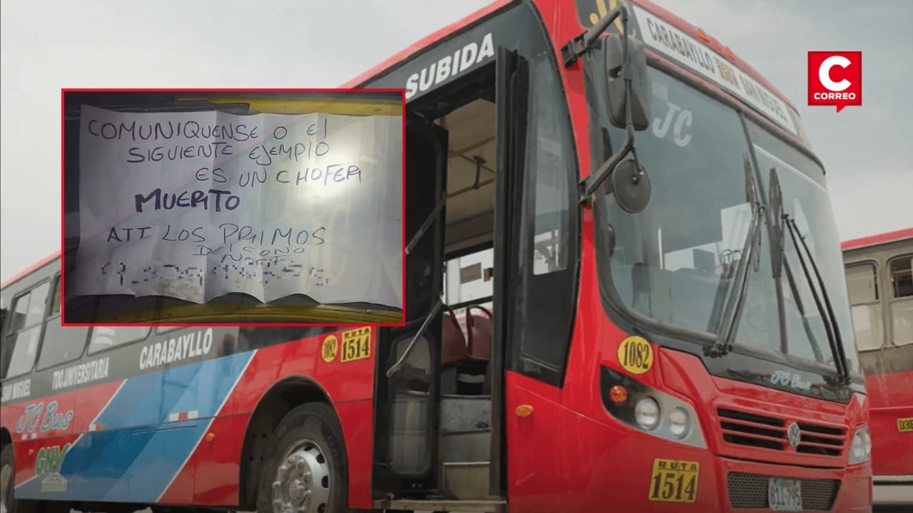 Carabayllo: balean bus de la empresa El Rápido con pasajeros a bordo tras dejar amenaza extorsiva. Composición: Diario Correo.