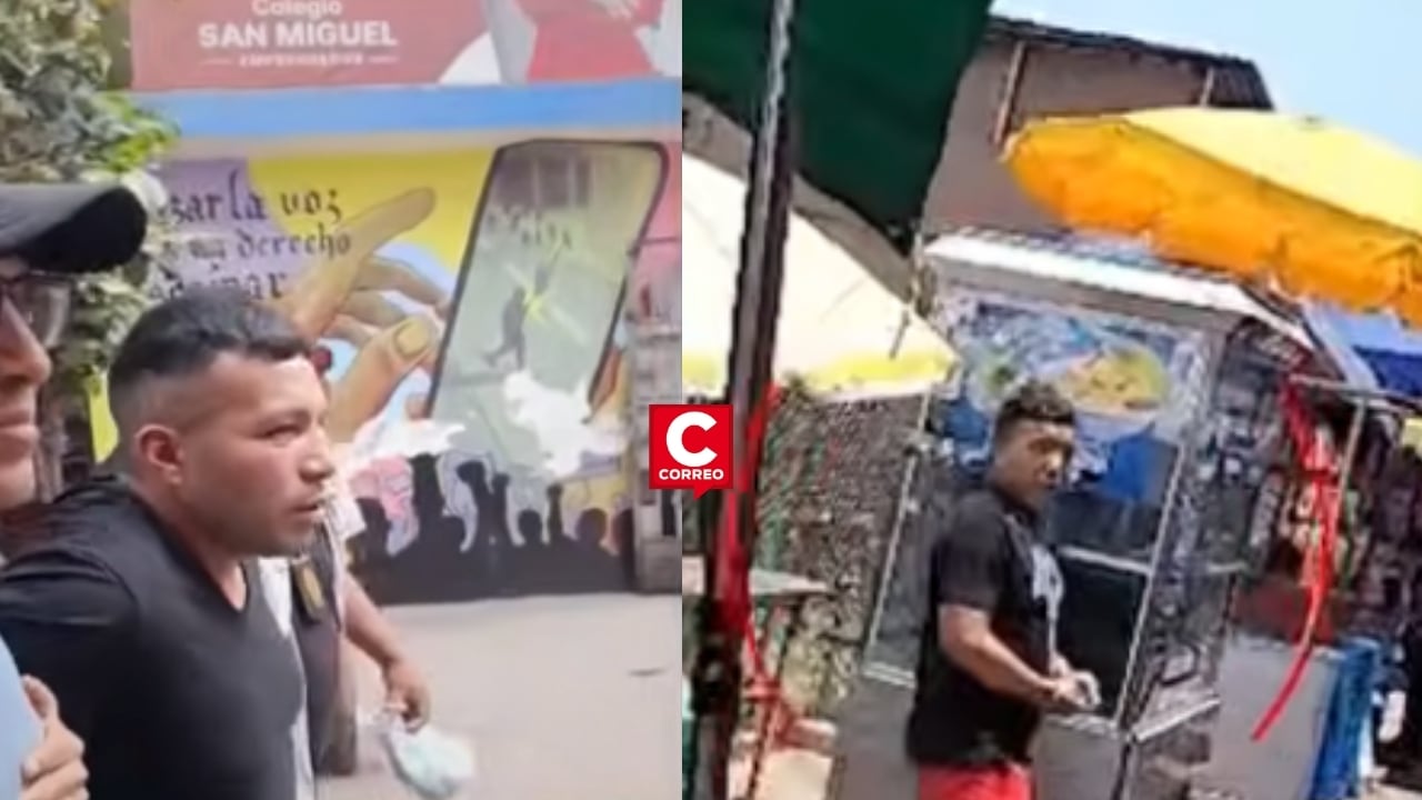 Agentes terna se disfrazan de vendedores ambulantes y capturan a presunto extorsionador en El Agustino. Composición: Diario Correo.