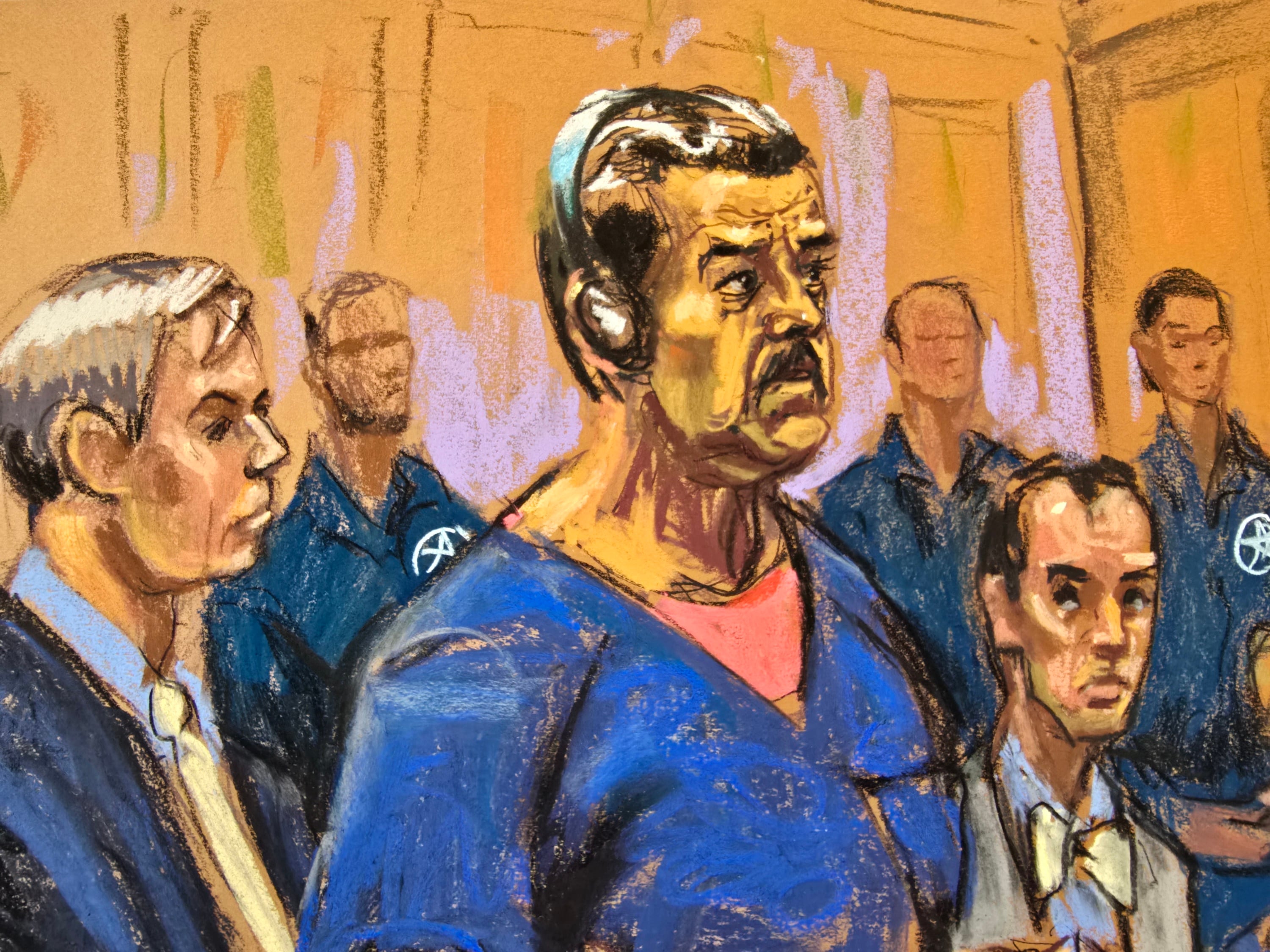 Este boceto judicial muestra al exmandatario de Venezuela Nicolás Maduro asistiendo a su comparecencia ante el Tribunal Federal Daniel Patrick Moynihan el 5 de enero de 2026 en Nueva York. (Imagen de archivo: AFP)