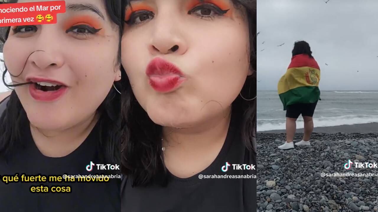 Boliviana visitó el mar por primera vez en Perú. (Foto: composición EC)
