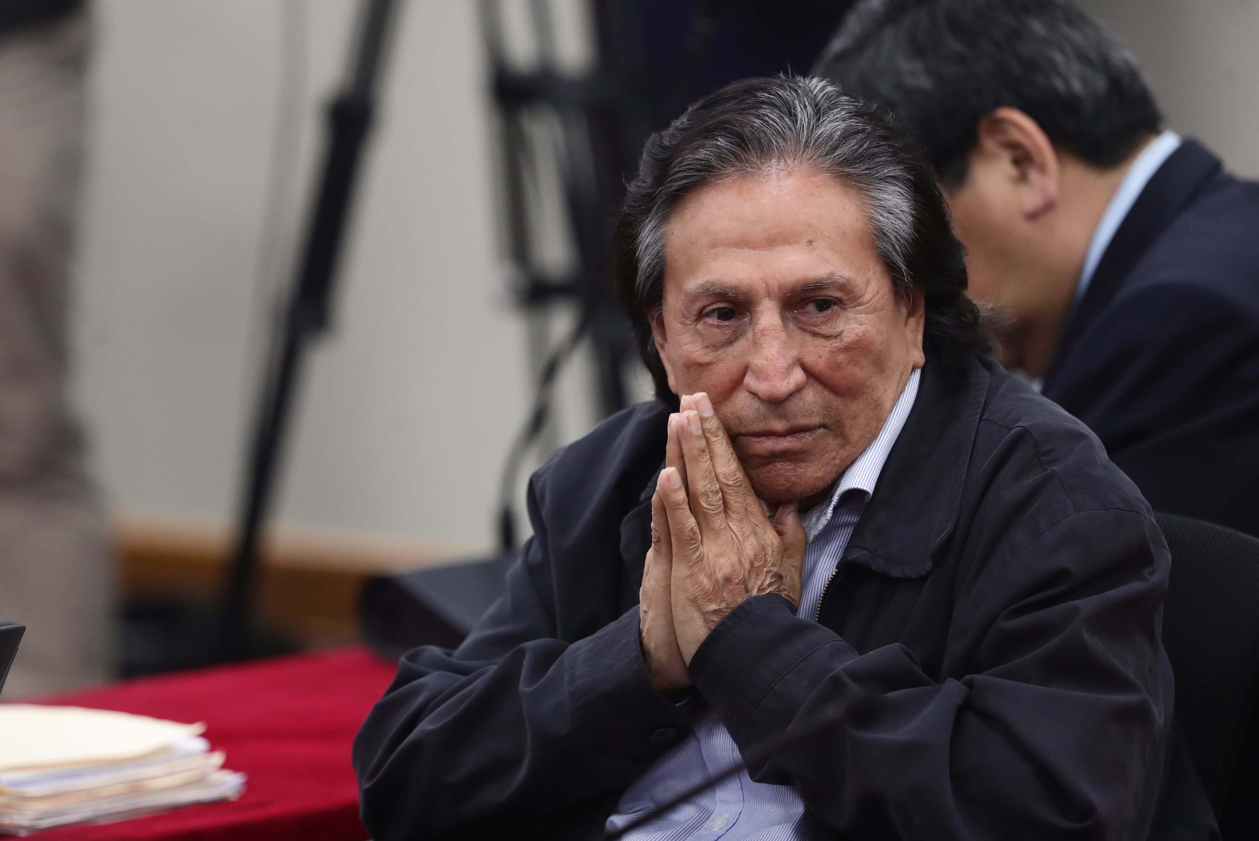 Expresidente Alejandro Toledo durante la audiencia de lectura de sentencia. El tribunal dictó 20 años y 6 meses de prisión.
