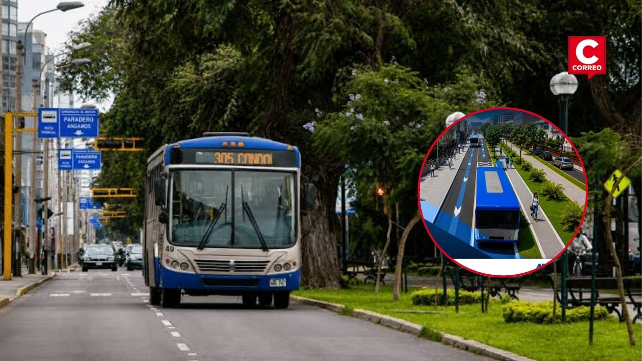 ATU iniciará el 6 de agosto plan piloto de Carril Bidireccional del Corredor Azul en la Av. Arequipa. Composición: Diario Correo.