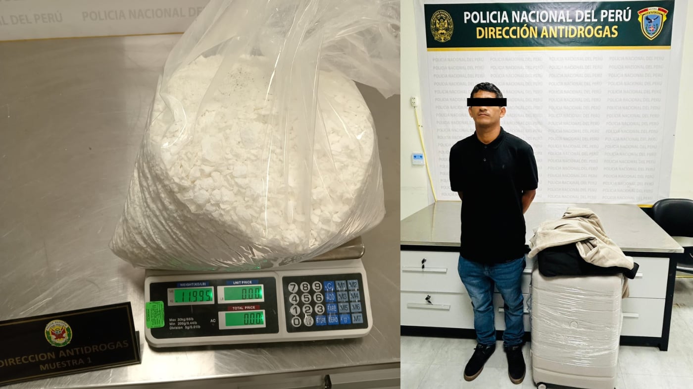 Aeropuerto Jorge Chávez: PNP detiene pasajero con 12 kilos de cocaína con destino a Londres. Foto: Mininter.