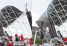 Colapsa escenario durante cierre de campaña de Somos Perú en Cajamarca