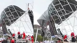 Colapsa escenario durante cierre de campaña de Somos Perú en Cajamarca