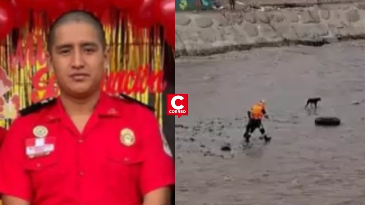 PNP y bomberos amplían operativo para hallar a policía desaparecido en el río Rímac. Composición: Diario Correo.