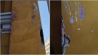 Alerta por deterioro en los portales de la Plaza de Armas de Ica tras desprendimiento de estructura