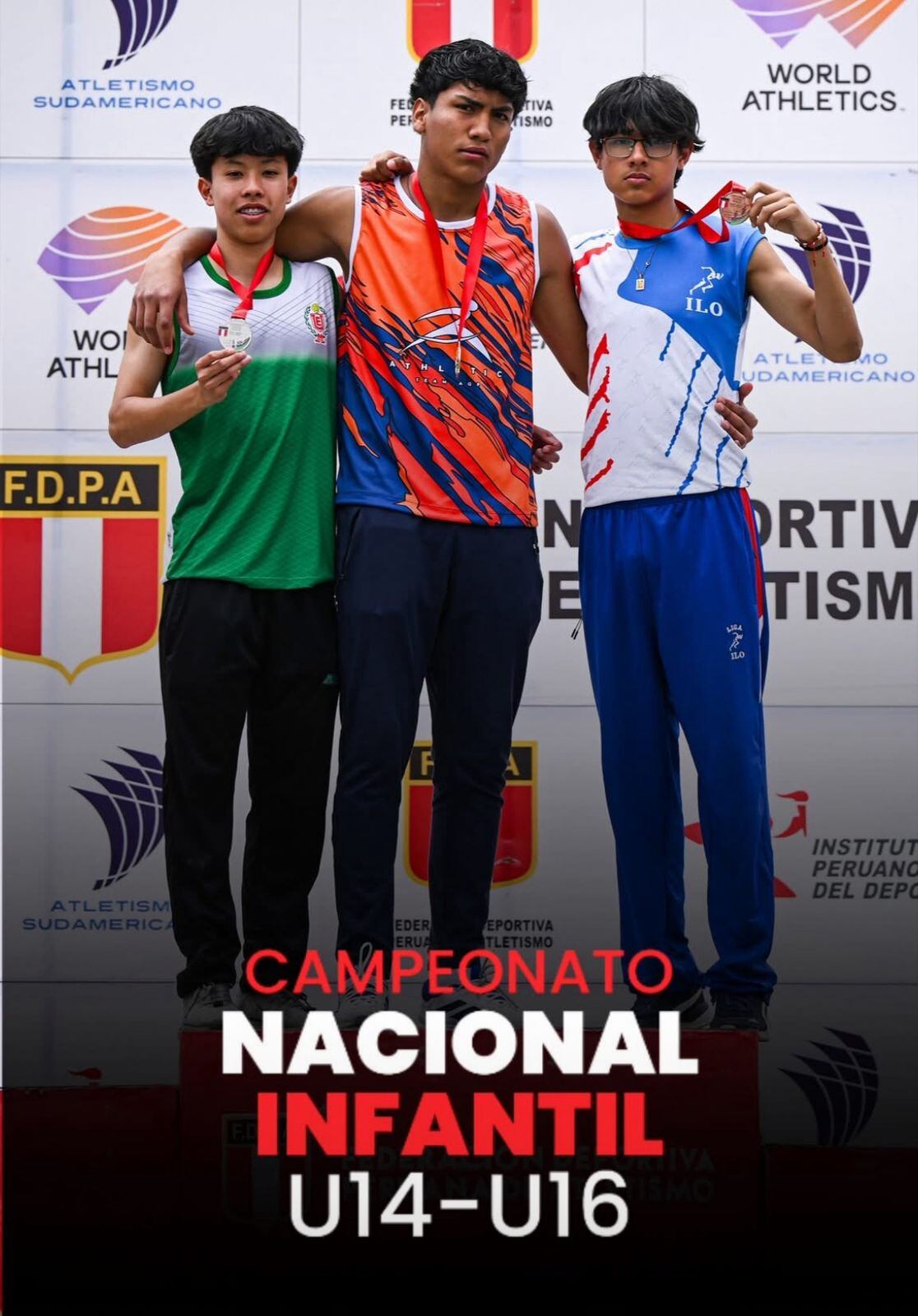 Adriel del Águila Córdova, Campeón Nacional Infantil sub 16 Federado en salto largo. Foto: Difusión.