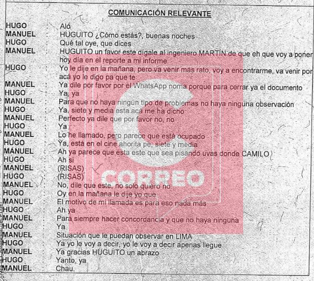 Esta es una de las conversaciones entre Hugo Misad (amigo de Vizcarra) y Manuel (seguridad del Estado) registrada el día 11 de enero de 2024. (Foto: Correo)