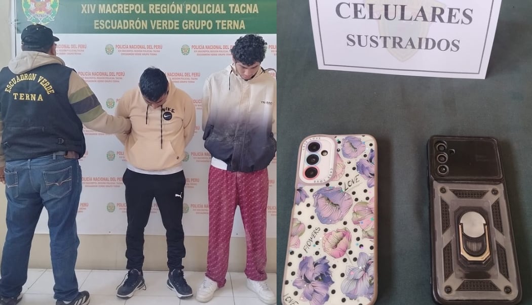 Dos varones fueron sorprendidos cometiendo hurto de celulares en bus público
