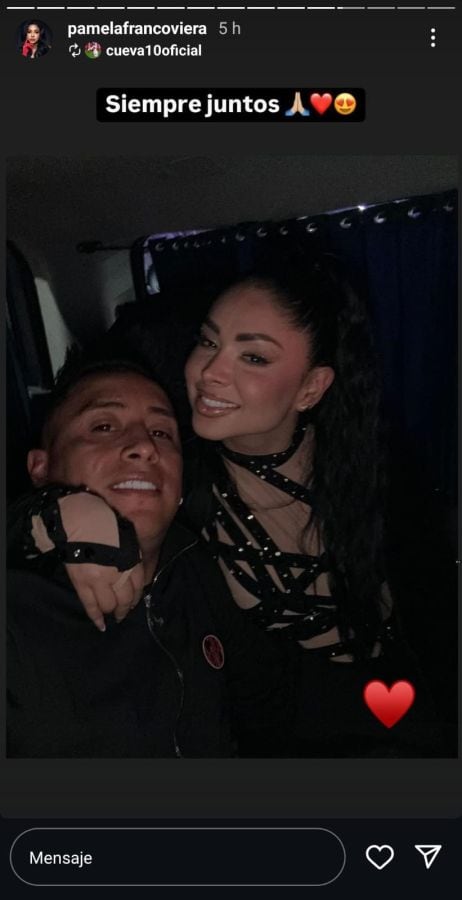 Pamela Franco comparte su primera fotografía al lado de Christian Cueva. (Foto: Captura de IG)