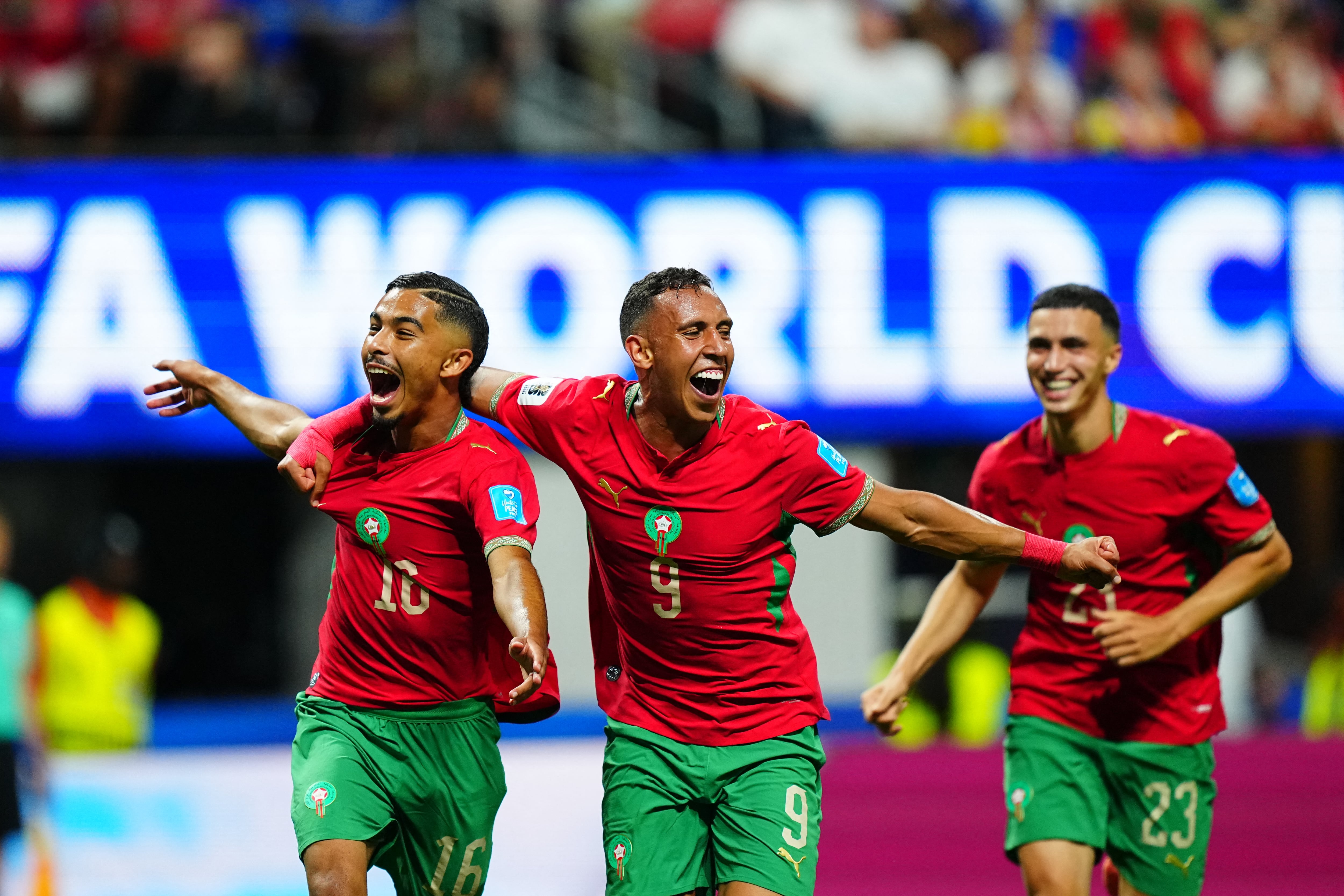 ATLANTA, USA - JUNE 24: Gassime Yassine (16) of Morocco celebrates after scoring a goal during 2026 FIFA World Cup First Stage Group C match between Morocco and Haiti at Mercedes-Benz Stadium (Atlanta Stadium) in Atlanta, Georgia, United States on June 24, 2026. Evrim Aydin / Anadolu (Photo by Evrim Aydin / Anadolu via AFP)