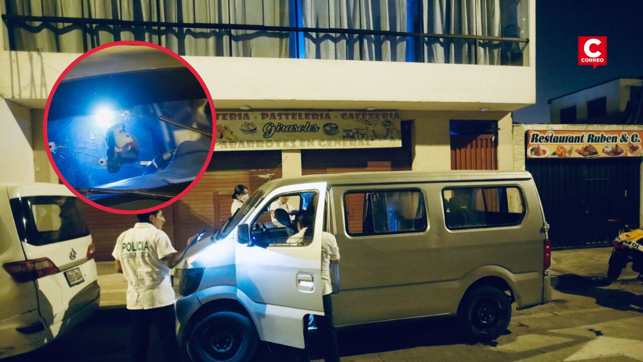 Extorsionadores balean minivan que hacia colectivo en la avenida Camino Real en Carabayllo. (@photo.gec)