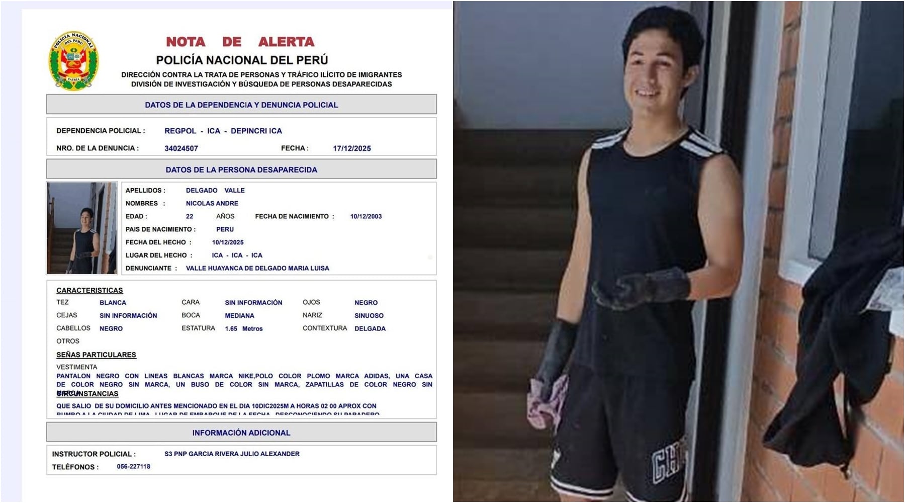 Familia desesperada busca a joven desaparecido hace 9 días en Ica