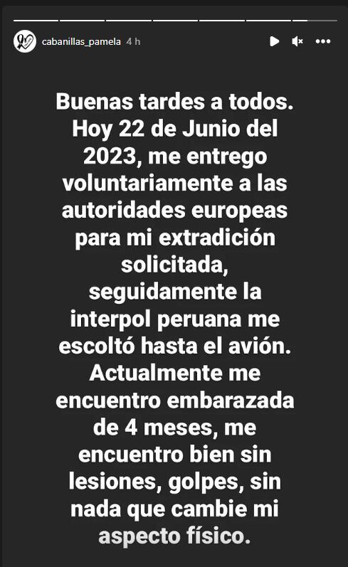 La joven deberá cumplir prisión preventiva en nuestro país. Foto: IG/cabanillas_pamela