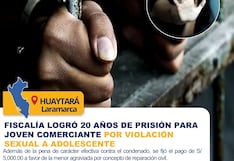 Huaytará: 20 años de cárcel para joven comerciante por violación sexual a adolescente